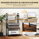 Carrello Porta Stampante a 4 Livelli 55x37.5x100 cm con Prese di Corrente Telaio in Metallo Marrone  
