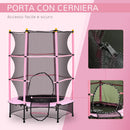 Trampolino Elastico per Bambini da 3 Anni Ø140 cm con Rete di Protezione Rosa e Nero 