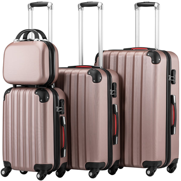 Set 4 Bagagli da Viaggio Trolley Rigido Easy Roll e Beauty Case in ABS Rosa prezzo