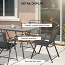 Set Tavolo e 4 Sedie Pieghevoli da Giardino   Nero