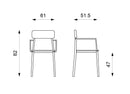Set 4 Sedie 61x51,5xH82 cm in Legno Laccato Woody Capotavola Prugna