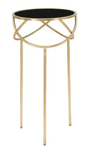 Porta Telefono Ring Ø40x80 cm in Ferro MDF e Specchio Nero e Oro