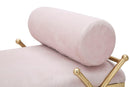 Panca Ribbon Rosa 112,5x49x53 cm in Ferro e MDF e Spugna e Poliestere Rosa e Oro