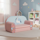 Divano Sofà per Bambini 80x31x50 cm in Cotone Unicorno Rosa
