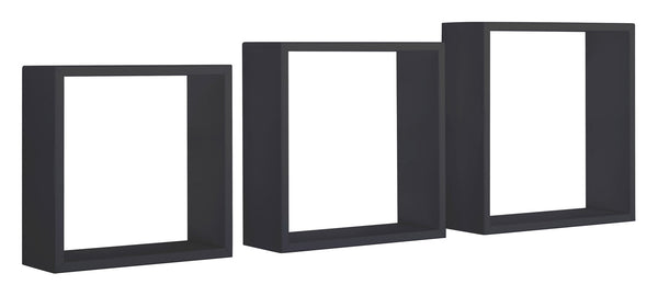 Set 3 Mensole da Parete Cubo in Fibra di Legno Incubo Slim Nero