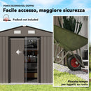 Casetta Box da Giardino Porta Attrezzi 277x195x192 cm con Porte Scorrevoli in Acciaio Marrone 