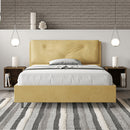 Letto Matrimoniale Francese Imbottito in Microfibra Appia Large Ocra Varie Misure