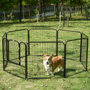Recinto per Cani Modulare 8 Pannelli 79x79 cm in Acciaio e Metallo Nero