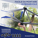 Gazebo Pieghevole 2.5x2.5 m con Altezza Regolabile Sacchetti di Sabbia e Borsa con Ruote Blu