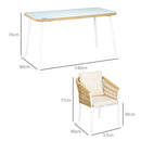 Set Tavolo con Top in Vetro 4 Sedie Impilabili da Giardino in Rattan PE e Alluminio Giallo