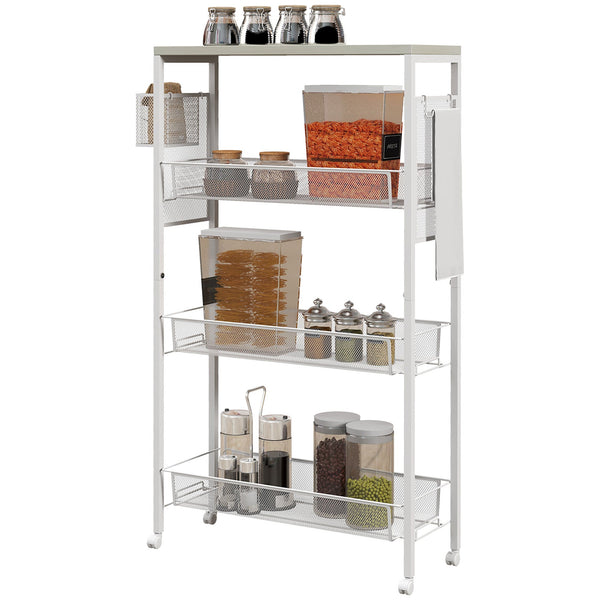 Carrello da Cucina 3 Livelli 58x18,5x87 cm in Truciolato e Acciaio Bianco online