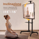 Supporto TV da Pavimento 32-75 Pollici 76x56x120-187,5 cm con Ruote a Freno e Altezza Regolabile in Metallo Nero      