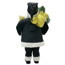 Babbo Natale Abito in Velluto H60 cm con Mini Lucciole e Suoni Nero e Oro