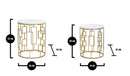 Tavolinetto Cube Coppia Ø46x55-39x48 cm in Ferro e Marmo Oro e Bianco
