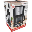 Macchina da Caffè 1000 W Caffettiera con Filtro Caraffa da 1,5 Litri 12 Tazzine Nero      
