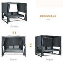 Dondolo Lettino con Pergola da Giardino 235x180x210 cm in Acciaio e Rattan PE Grigio Scuro