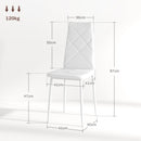Set 6 Sedie da Pranzo Moderne Schienale Alto Cuciture a Diamante 41x50x97 cm Bianco  