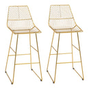 Set 2 Sgabelli Alti da Bar 53x56x110 cm in Metallo Oro