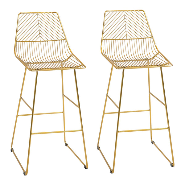 acquista Set mit 2 hohen Barhockern 53 x 56 x 110 cm aus goldfarbenem Metall