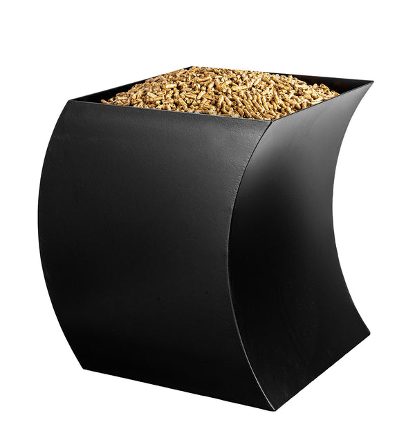 sconto Porta Pellet Curvo 43x63x45 cm in Ferro Verniciato Grigio Martellato