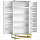 Credenza Cucina Dispensa Autoportante 58x29x119,5 cm con 12 Ripiani su Ante e Ripiani Regolabili in Pannello Truciolare e Acciaio Bianca      