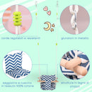 Seggiolino Altalena per Bambini 40x40 cm in Legno e Tessuto Cotone Blu e Bianco