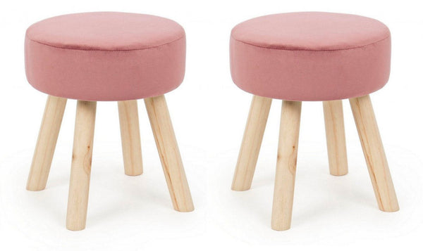 Set 2 Sgabelli 34x34x38 cm in Velluto Adeline Rosa acquista