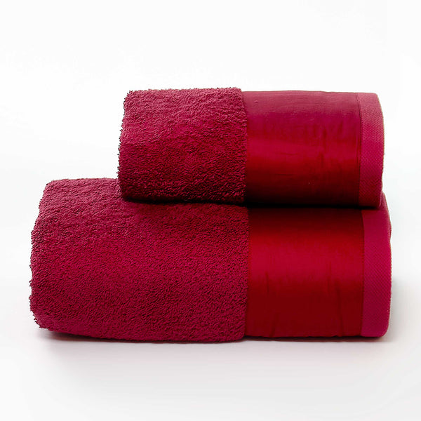 Schwammset Gesicht + Gästetücher mit Garrini Hope Bordeaux Satinvolant prezzo