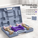 Set di Manubri Fitness 12 kg con Impugnatura Antiscivolo e Valigetta 41x30x8 cm in Acciaio e PU Multicolore      