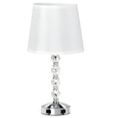 Lampada da Tavolo 2 Porte USB Ø23x45 cm E27 Paralume in tessuto Bianco e Argento