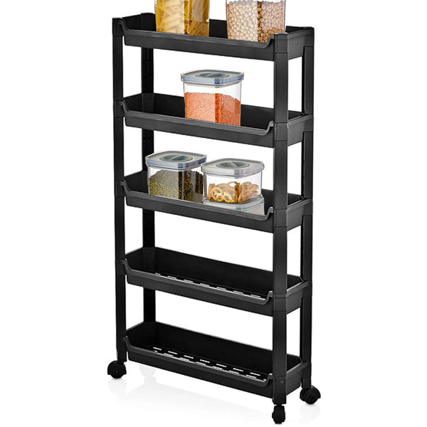 acquista Carrello Slim Salvaspazio da Cucina Bagno Carrellino Portaoggetti 5 Ripiani Nero