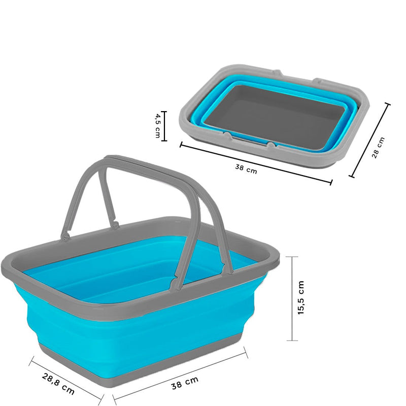 Bacinella Contenitore Salvaspazio 9 Litri Pieghevole Multiuso con Manici Blu