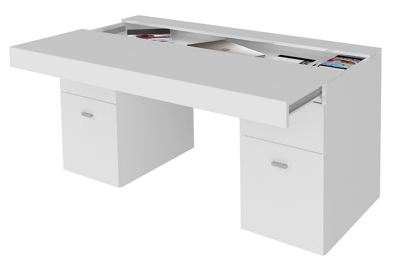 Scrivania 2 Ante 2 Cassetti 130x60x75 cm Sliding Larice bianco