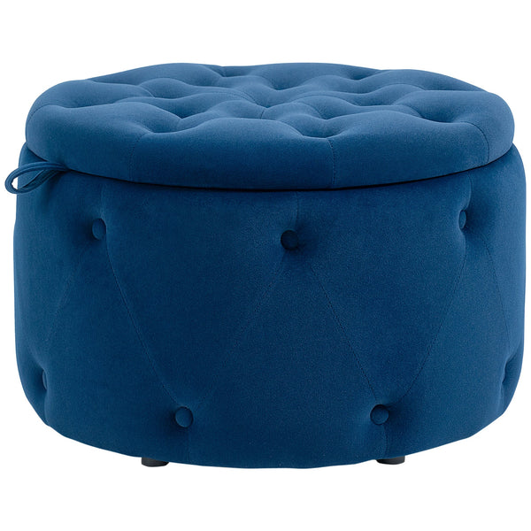 online Pouf Poggiapiedi Ø60x40 cm in Velluto Blu Scuro