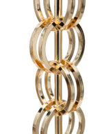 Lampada da Tavolo Glam Rings Ø25x54,5 cm in Ferro e Tessuto Nero e Oro
