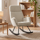 Sedia a Dondolo 67,5x94x106 cm con Schienale Alto Seduta Ampia e Gambe in Legno in Velluto a Coste Beige      