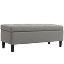 Cassapanca Pouf Contenitore Poggiapiedi 136 L 110x41x42 cm in Finta Pelle Adatta agli Animali Domestici Grigio      