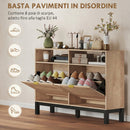 Scarpiera Salvaspazio Slim 120x29x80 cm con 2 Ante a Ribalta e Ripiani Regolabili Rimovibili per 8 Paia in MDF Noce      