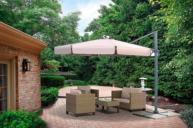 Ombrellone da Giardino Decentrato Quadrato a Sbalzo con Apertura e Chiusura a Manovella 3x4m 