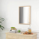 Specchio da Parete Rettangolare 50x70 cm con Ganci in Vetro e MDF Color Legno      