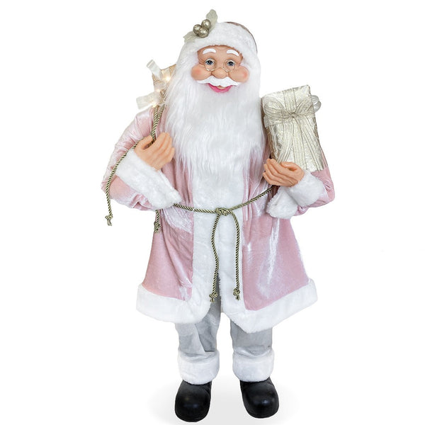 Weihnachtsmann H90 cm mit rosa Lichtern und Geräuschen acquista