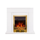 Camino Elettrico da Pavimento 85x95x30 cm Effetto Fiamma 2000W Arthur & Galileo Gold Bianco