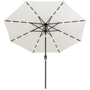Ombrellone da Giardino Ø270 8 Stecche cm con Luci LED Parasole in Poliestere Antivento Beige      