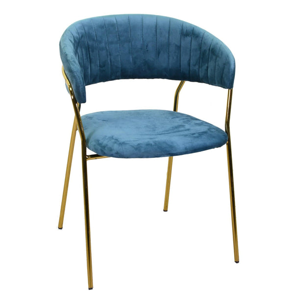 Sedia Imbottita 57x52xh78 cm in Tessuto Velluto Brendeburgo Blu sconto