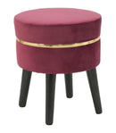 Sgabello Paris Bordeaux Ø35x40,5 cm Legno Spugna e Velluto Sintetico Bordeaux e Oro e Nero