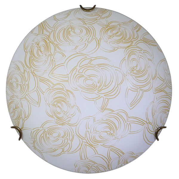 online Deckenleuchte 1xE27 Haken Bronzeplatte Glas Weiß Verzierte Rosen E-Energy Caterina