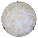 Plafoniera 1xE27 Ganci Bronzo Vetro Lastra Bianco Decorato Rose E-Energy Caterina