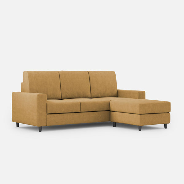 Divano 3 Posti con Pouf 208x155x85 cm Sakar in Tessuto Ocra sconto