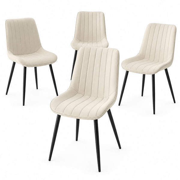 Set 4 Sedie da Pranzo Seduta Ergonomica 43x52x85 cm Struttura in Acciaio in Velluto Crema acquista