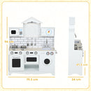 Cucina Giocattolo per Bambini 3-6 Anni con Set di Accessori Lavandino e Manopole con Suoni in Legno Bianco      